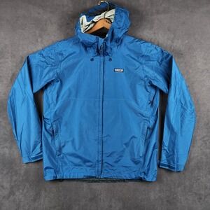 Patagonia Torrentshell Rain Jacket Mens Large Blue H2No Waterproof Hooded 83802
